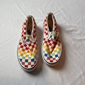 Rainbow checkered vans, women's size 7, men's 5.5